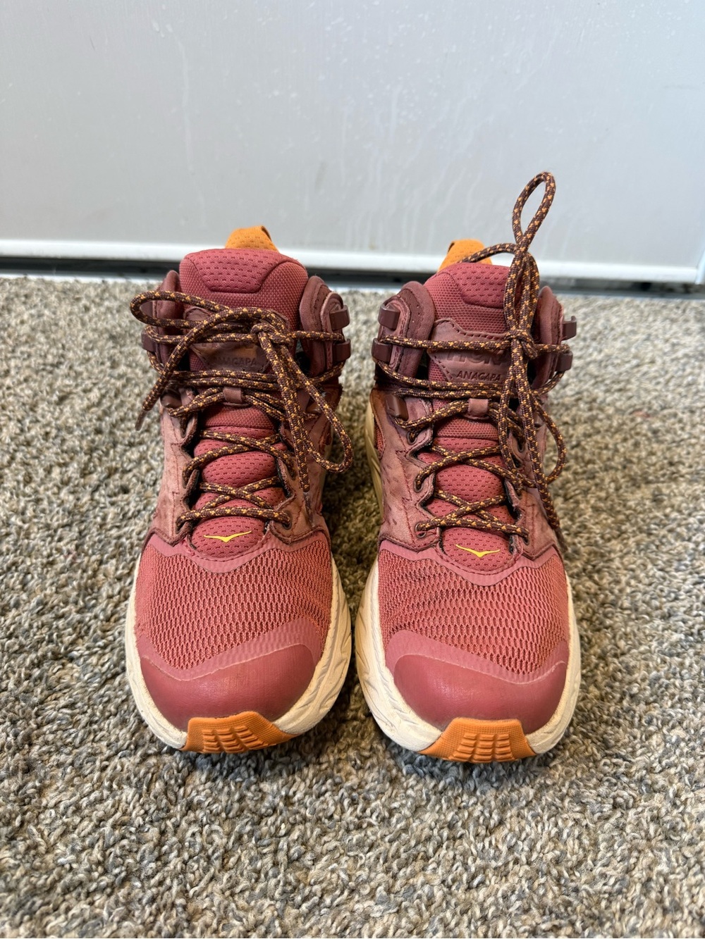 Hoka anagapa 2 mid gtx size 6.5B Women's Ankle Boots - Rose Pink with Orange